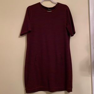 dalia burgundy and black stripe sweater dress